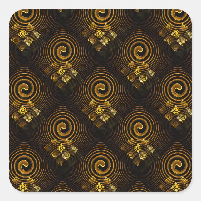 Gold Modern Boho Elegant Abstract Art Pattern #502 Square Sticker (Front)