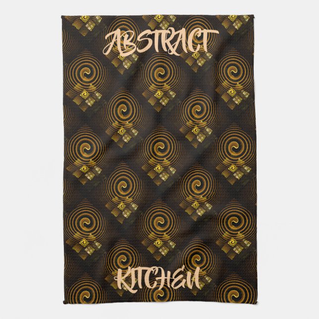 Gold Modern Boho Elegant Abstract Art Pattern #502 Tea Towel (Vertical)