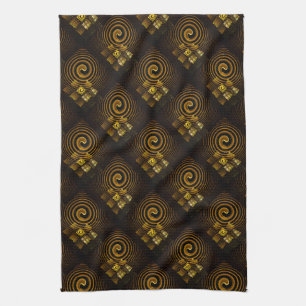 Gold Modern Boho Elegant Abstract Art Pattern #502 Tea Towel
