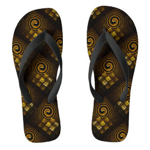 Gold Modern Boho Elegant Abstract Art Pattern #502 Thongs