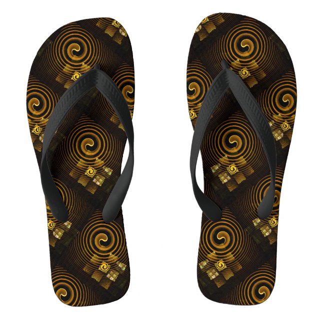 Gold Modern Boho Elegant Abstract Art Pattern #502 Thongs (Footbed)