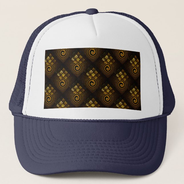 Gold Modern Boho Elegant Abstract Art Pattern #502 Trucker Hat (Front)