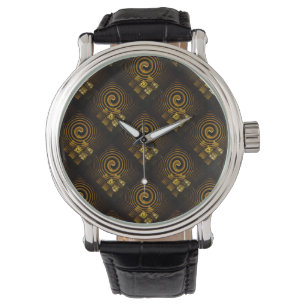 Gold Modern Boho Elegant Abstract Art Pattern #502 Watch