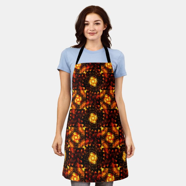 Gold Modern Boho Elegant Abstract Art Pattern #506 Apron (Worn)
