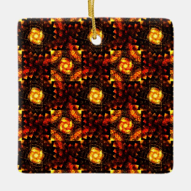 Gold Modern Boho Elegant Abstract Art Pattern #506 Ceramic Ornament (Front)