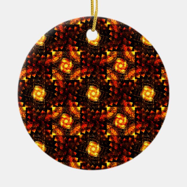 Gold Modern Boho Elegant Abstract Art Pattern #506 Ceramic Ornament (Front)