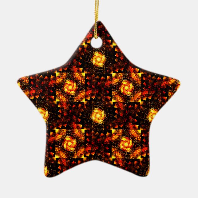 Gold Modern Boho Elegant Abstract Art Pattern #506 Ceramic Ornament (Front)