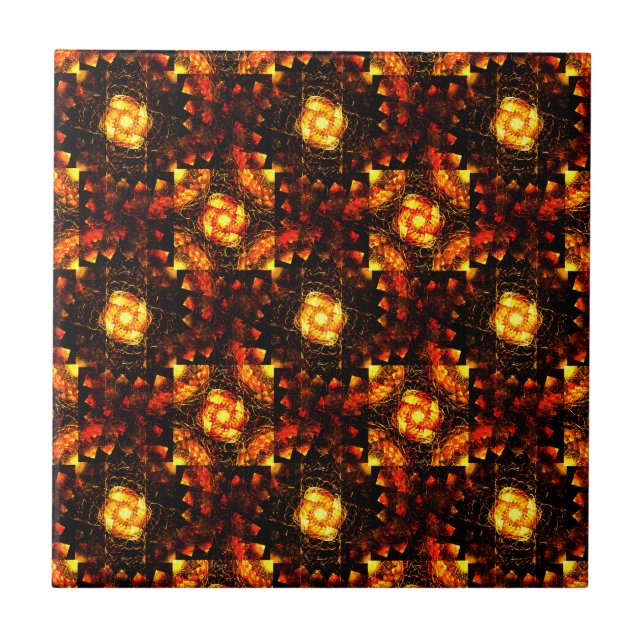 Gold Modern Boho Elegant Abstract Art Pattern #506 Ceramic Tile (Front)