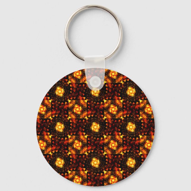 Gold Modern Boho Elegant Abstract Art Pattern #506 Key Ring (Front)