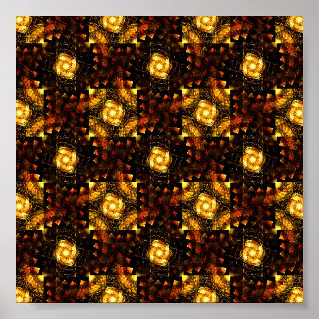 Gold Modern Boho Elegant Abstract Art Pattern #506 Poster (Front)