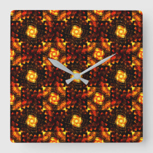 Gold Modern Boho Elegant Abstract Art Pattern #506 Square Wall Clock