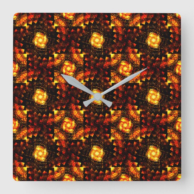 Gold Modern Boho Elegant Abstract Art Pattern #506 Square Wall Clock (Front)