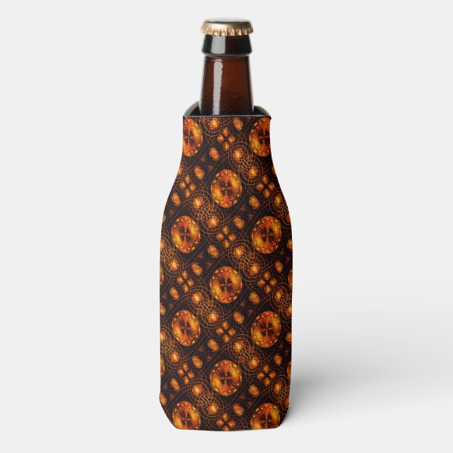 Gold Modern Boho Elegant Abstract Art Pattern #507 Bottle Cooler (Bottle Front)