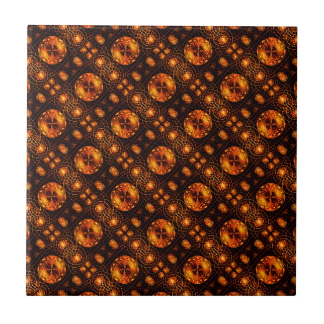 Gold Modern Boho Elegant Abstract Art Pattern #507 Ceramic Tile (Front)