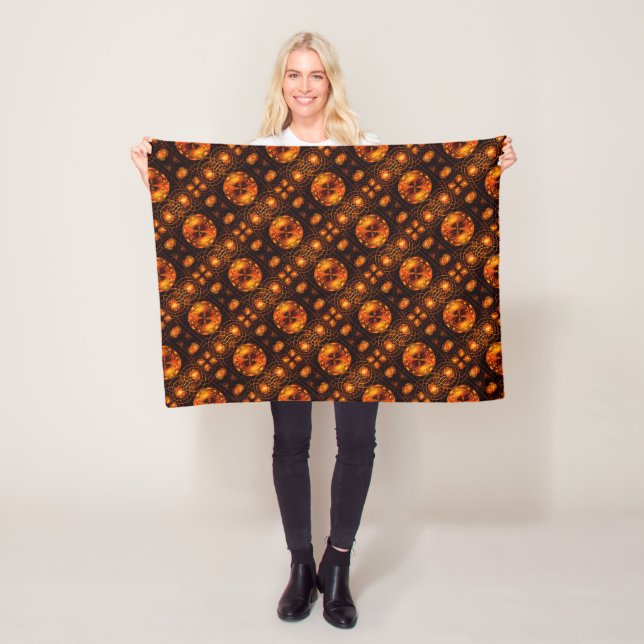 Gold Modern Boho Elegant Abstract Art Pattern #507 Fleece Blanket (In Situ)