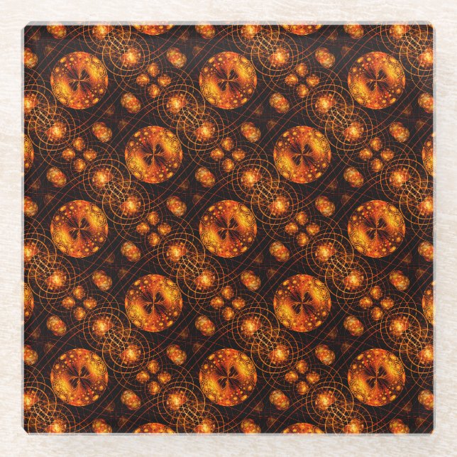 Gold Modern Boho Elegant Abstract Art Pattern #507 Glass Coaster (Front)
