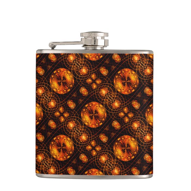 Gold Modern Boho Elegant Abstract Art Pattern #507 Hip Flask (Front)