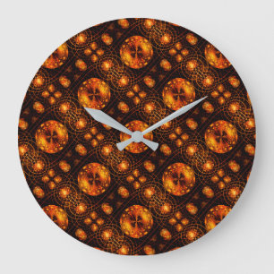 Gold Modern Boho Elegant Abstract Art Pattern #507 Large Clock