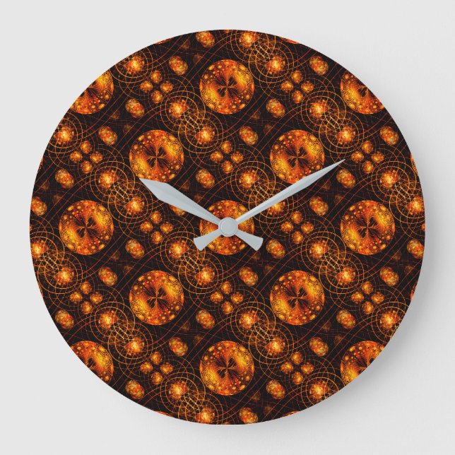 Gold Modern Boho Elegant Abstract Art Pattern #507 Large Clock (Front)