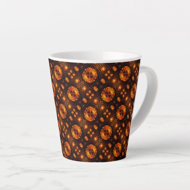 Gold Modern Boho Elegant Abstract Art Pattern #507 Latte Mug (Right Angle)