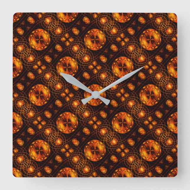 Gold Modern Boho Elegant Abstract Art Pattern #507 Square Wall Clock (Front)