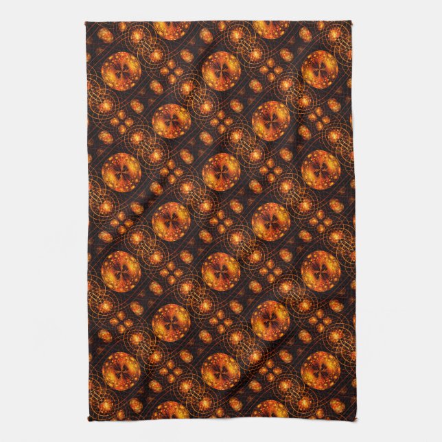 Gold Modern Boho Elegant Abstract Art Pattern #507 Tea Towel (Vertical)