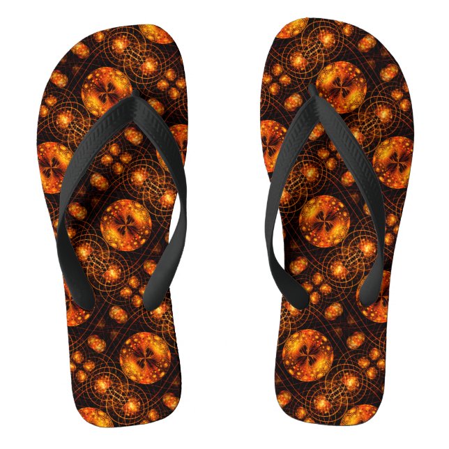 Gold Modern Boho Elegant Abstract Art Pattern #507 Thongs (Footbed)