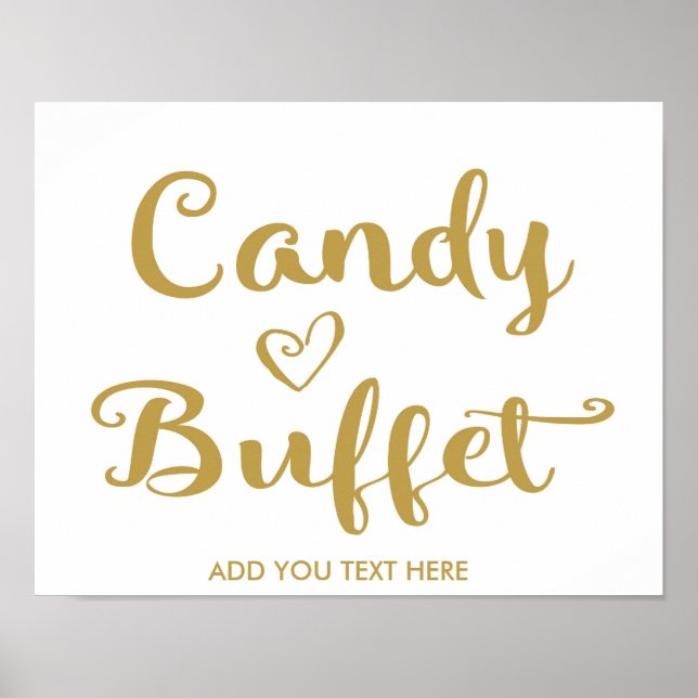 Gold Modern Calligraphy Candy Buffet print (Front)