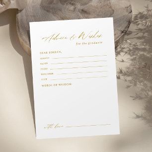 Gold Modern Calligraphy Graduation Advice & Wishes Card