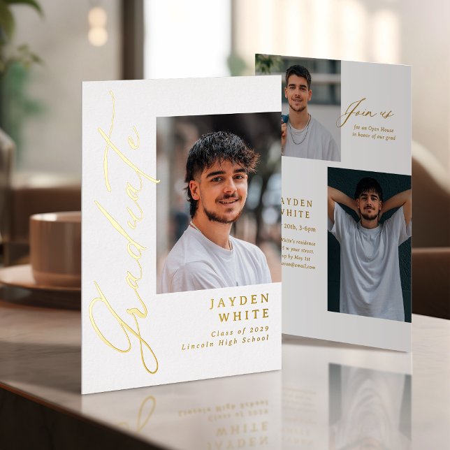 Gold Modern Calligraphy Photo Graduation (Gold Modern Calligraphy Photo Graduation Foil Invitation)
