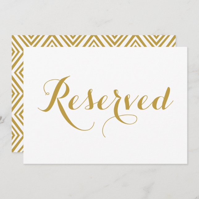 Gold Modern Calligraphy Reserved Wedding Sign Invitation (Front/Back)