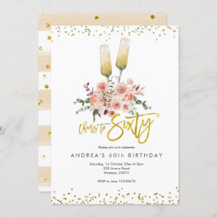 Gold Modern Cheers to Sixty Invitation