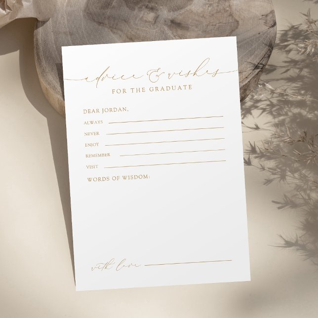 Gold Modern Chic Script Graduate Advice & Wishes Card (Gold Modern Chic Script Graduate Advice & Wishes Card)