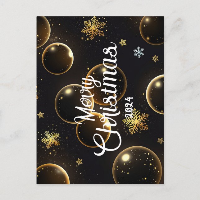 Gold modern Christmas - Cartes Fêtes Annuelles  Holiday Postcard (Front)