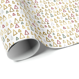 Gold Modern Christmas Tiny Trees Gift Wrapping Paper