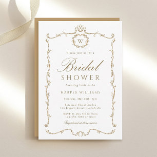 Gold Modern Classic Frame Bridal Shower  Invitation