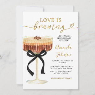 Gold Modern Coffee Martini Bridal Shower Invitation