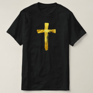 Gold Modern Cross - Christian Religious Crucifix T-Shirt