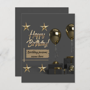 Gold Modern Customisable Happy Birthday Card
