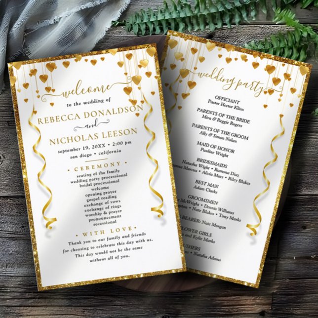 Gold Modern Elegant Calligraphy Wedding Program (Creator Uploaded)