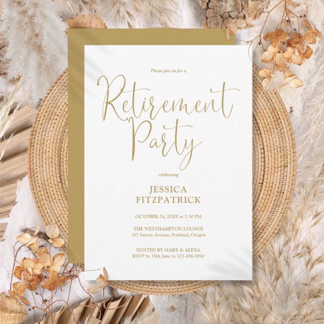 Gold Modern Elegant Script Retirement Party Invitation (Gold Modern Elegant Script Retirement Party Invitation
)
