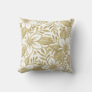 Gold Modern Floral Bloom Cushion