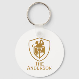 Gold Modern Golf Key Ring