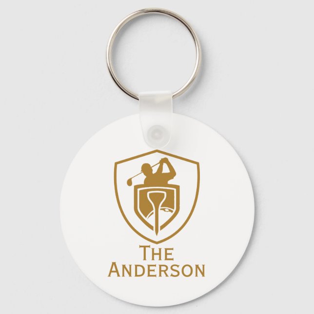 Gold Modern Golf Key Ring (Front)