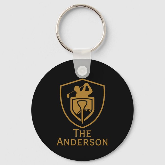 Gold Modern Golf Key Ring (Front)