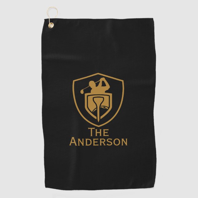 Gold Modern Golf Towel (Front)