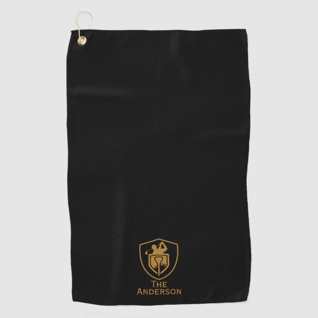 Gold Modern Golf Towel (Front)