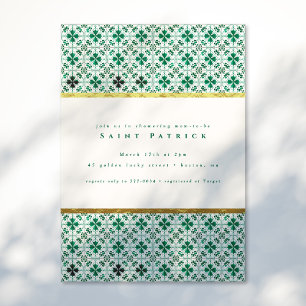 Gold Modern Green St. Patrick's Day Baby Shower Invitation