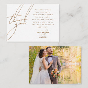 Gold Modern Minimal Photo Wedding Thank You Card 