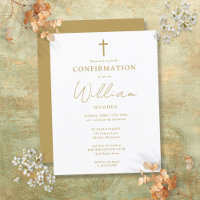 Gold Modern Minimalist Confirmation Invitation